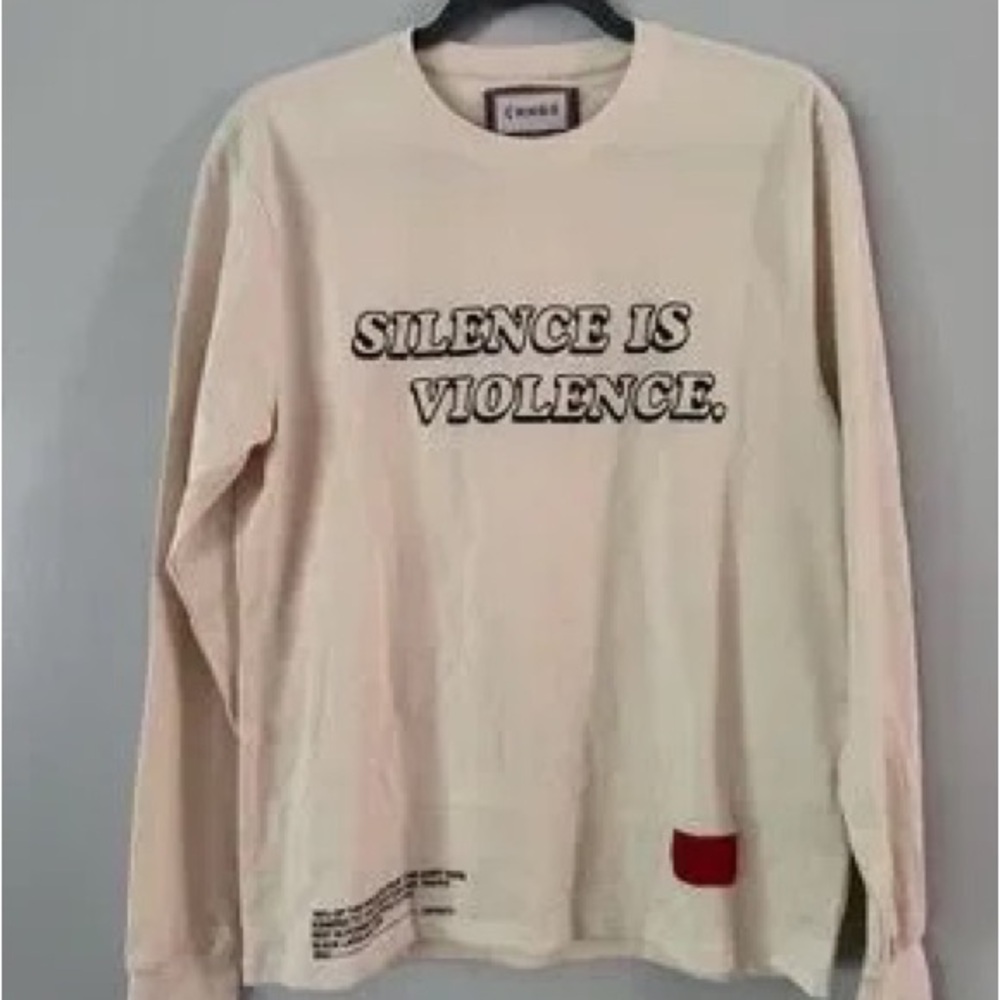 NFINITY Cream Long Sleeve Tee with Black Text and Red Patch